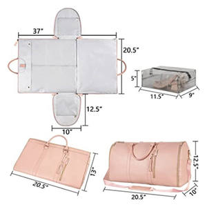 Custom Large PU Leather Duffle Bag 2 in 1 Hanging <b>Suitcase</b> Zipper Closure Fashionable Travel Carry-on Garment Bag Shoe Pouch - Product Image 4