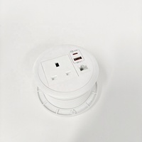 Prise de courant encastrée ronde pour bureau, 90 mm, Royaume-Uni, avec PD20W USB-C et prise RJ45 CAT6 pour la maison et le bureau