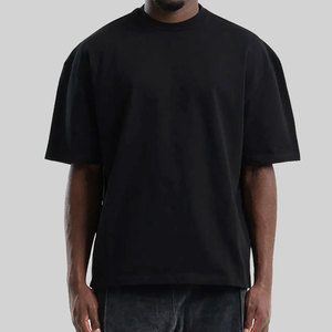 เสื้อยืดดีไซน์เนอร์ 100% ผ้าฝ้าย เสื้อยืดลำลองทรงหลวมไหล่ตก สำหรับผู้ชาย เสื้อยืดทรงครอป ทรงบ็อกซี่ เรียบง่าย สีพื้น - Product Image 1