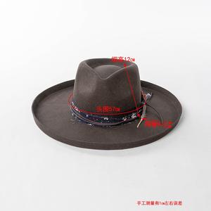 2024 Autumn Winter Trendy Vintage <b>Fedora</b> <b>Hat</b> Wool Felt Upturned Wide Brim with Feather Formal and Casual Style for Outdoor Use - Product Image 2