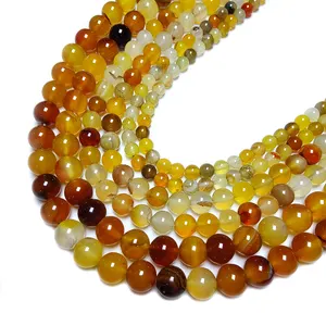 Wholesale natural orange amber agate gemstone semi-finished natural stone beads DIY high jewelry making materials