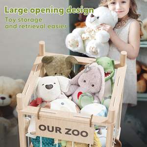 Organizador de Juguetes de Peluche de Madera con Red Elástica de Gran Capacidad para Cuarto de Niños, Sala de Juegos y Dormitorio - Product Image 5