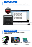 Escáner de código de barras industrial 2D/1D de escritorio de alta velocidad con interfaces USB COM RS232 para uso en supermercados Fuente de luz CMOS de stock