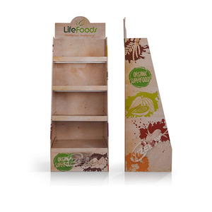 Custom Recycled Friendly Cardboard Retail <strong>Display</strong> Floor <strong>Stand</strong> <strong>Paper</strong> Corrugated <strong>Shelf</strong> Rack for Food Snacks Bread Promotion - Product Image 3