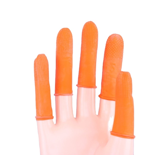 Orange Thick Anti-Slip Industrial Latex Finger Cot / Finger Stall