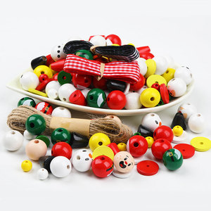 Juego de cuentas de madera para muñeco de nieve navideño, 180 piezas con cuerda para decoración de árboles - Product Image 2