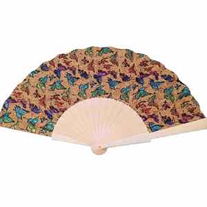 Genuine 23cm Portuguese Cork Wood <b>Hand</b> <b>Fan</b> Eco-Friendly Vegan Stock for Promotional Party Supplies - Product Image 1