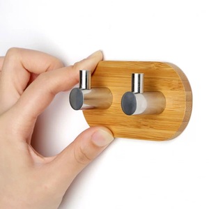 Support mural en acier inoxydable et bois Proins Hook Simplicity pour porte et accessoires de salle de bain – Vente en gros - Product Image 6