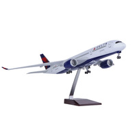 Modèle d'avion Delta A350 47cm à l'échelle 1/142 en résine avec éclairage LED, cadeau d'affaires pour présentation