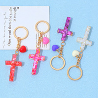 Mini porte-clés religieux en forme de papillon, cœur, croix de Jésus, produits chrétiens, cadeau pour client, breloque de sac chrétien, accessoires