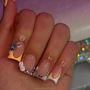<span class=keywords><strong>Uñas</strong></span> Postizas Acrílicas Hechas a Mano con Forma de Pata de Pato, Acabado Brillante, Cobertura Completa, Punta Ancha y Acampanada <span class=keywords><strong>para</strong></span> Uso Diario en la Oficina - Product Image 1