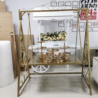 Chaise suspendue en fer forgé doré pour mariage, banc balançoire pour événements, décoration de fête, support de toile de fond photo