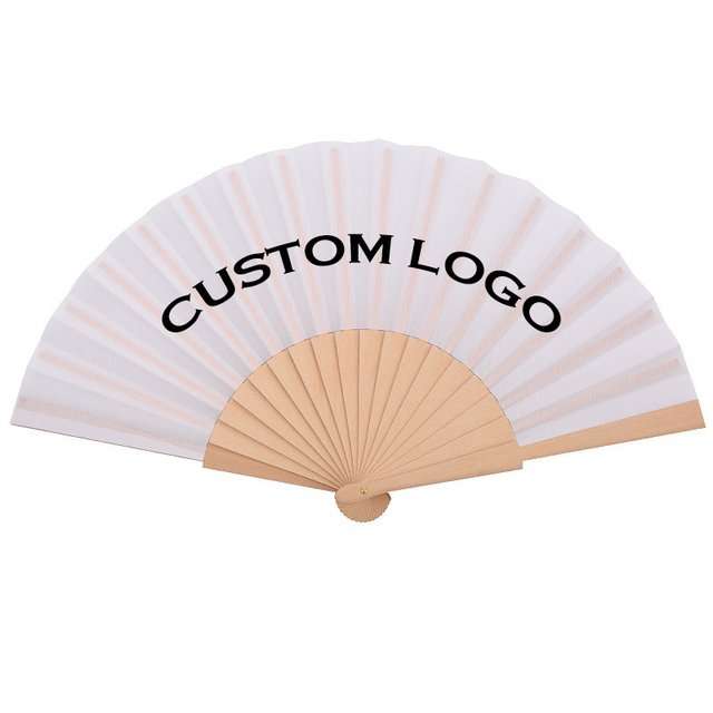 Factory Personalize Custom Printed logo Fabric Silk Folding Fan Wooden Fans Handheld Hand Fan for Wedding Party Event
