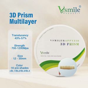 Solutions de couronnes et bridges pour laboratoires dentaires, 16 mm, 18 mm, A1, prisme 3D multicouche haute résistance 800-1200 Mpa, <span class=keywords><strong>zircone</strong></span> dentaire certifiée CE - Product Image 5