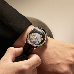 นาฬิกาข้อมืออัตโนมัติ Lucky Harvey Men Genghis Khan รุ่นหน้าปัดแซฟไฟร์คริสตัล <span class=keywords><strong>ส</strong></span>ายหนั<span class=keywords><strong>ง</strong></span> กันน้ำ 5ATM หน้าปัดไล่เฉดสีแบบ Guilloche - Product Image 6