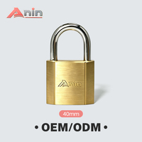 Cadenas carré en laiton de 40 mm, cadenas robuste avec clés, corps en laiton massif, serrure de sécurité à clé pour porte, portail, armoire, entrepôt