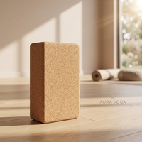 Syntus Kork Yoga Block & Gurt Set 2-teilig Hochdichte Weiche Rutschfeste Yoga-Blöcke 9x6x4 Zoll 8FT Metall D-Ring Gurt für Pilates