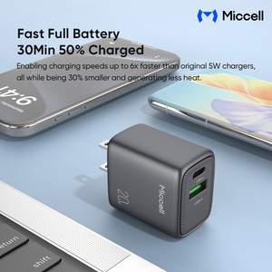 <span class=keywords><strong>Cargador</strong></span> USB-C Miccell de 20W, <span class=keywords><strong>Cargador</strong></span> de Teléfono de Doble Puerto con Carga Rápida PD, Adaptador de Pared para Teléfonos Inteligentes y Tabletas - Product Image 5