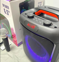 Micrófono Inalámbrico de 6.5 Pulgadas, 2 Micrófonos, Sistema de Sonido Portátil para el Hogar, Altavoz con Bajos Estéreo, Karaoke, Fiesta, DJ, Iluminación LED RGB