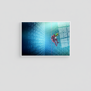 Impression sur panneau Matrix Code Art Deco, art mural suspendu, toile en verre trempé avec cadre transparent - Product Image 2