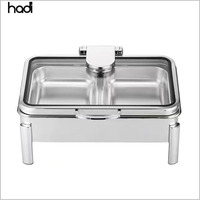 HADI Rechthoekige 304 RVS Chafing Dish 9L Capaciteit Gehamerde Luxe Buffet Schaal