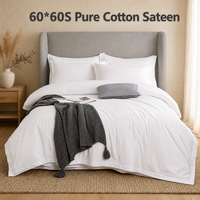 Ensemble de draps de lit 100% coton, 4 pièces, taille King Queen, tissage satiné, respirant, doux, qualité hôtelière, literie en gros