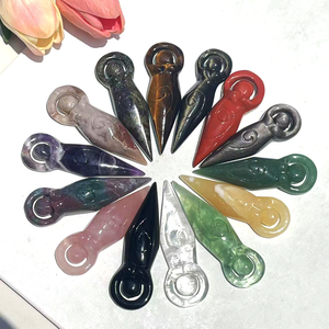 <span class=keywords><strong>Prix</strong></span> usine haute qualité main imploré cristal déesse Statue 7-9cm quartz rose cristal déesse du pendentif - Product Image 2