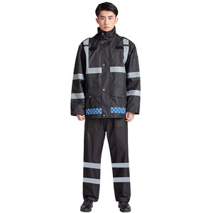 Chubasquero impermeable de PVC negro para motocicleta para exteriores para hombre con tiras reflectantes ANSI Clase 1 EN ISO 20471 Clase 1 logotipo personalizado - Product Image 4