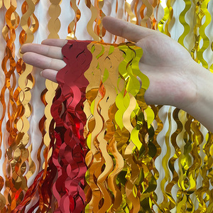 Rideau à franges en feuille de métal brillant pour décorations de fête d'<span class=keywords><strong>anniversaire</strong></span>, de Noël, d'Halloween et du Nouvel An - Couleur personnalisable - Product Image 2
