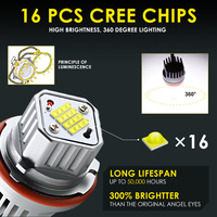 Ecouteur yeux d'ange 2 pièces pour ampoule LED 80W, haute qualité, sans erreur, E39, E60, E61, E63, E64, X3, X5, 6000K