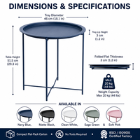 Table d'appoint ronde moderne en métal, table plateau, table d'appoint décorative avec structure métallique, petite table basse pour salon, chambre ou canapé