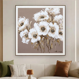 Cadre en bois flottant peinture fleur blanche mode <span class=keywords><strong>Pop</strong></span> <span class=keywords><strong>Art</strong></span> décoration murale peinture avec Texture encadrée peinture décorative - Product Image 1
