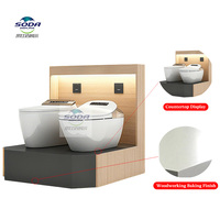 Présentoir autoportant moderne en métal et bois, personnalisable avec logo, pour lavabo de salle de bain, anti-rouille, pour la vente au détail