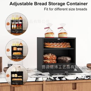 Contenedor ajustable para almacenar pan de 3 niveles con compartimentos para uso en la encimera de la cocina - Product Image 1