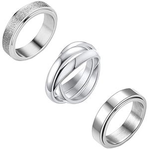 Bague géométrique unisexe tendance, plaquée argent 925, en acier inoxydable, pour un usage quotidien, bijoux modernes pour hommes et femmes - Product Image 2