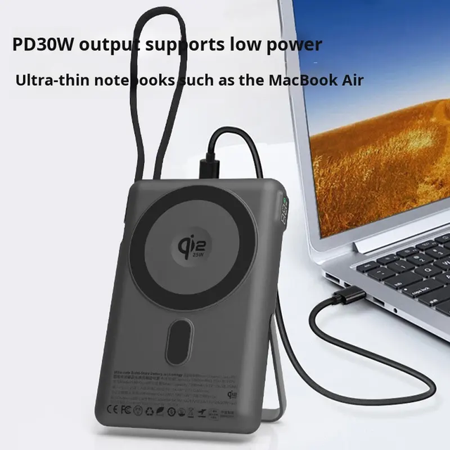 Qi2 Magnetic Power Bank PD35W 45W 10000mAh Wireless Fast Charger External Battery With USB-C Charging Cable