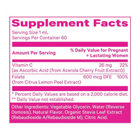 Complément liquide de folate en gouttes à base d'extrait naturel de zeste de citron avec vitamine C pour régime végétalien 60 ml (2 fl oz)