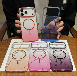 Coque de téléphone magnétique à paillettes dégradées, compatible avec <span class=keywords><strong>iPhone</strong></span> 11/12/<span class=keywords><strong>13</strong></span>/14/15/16/17 <span class=keywords><strong>Pro</strong></span> Max, anti-chute - Product Image 1