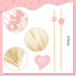 Palillos de Bambú Decorativos de Lujo con Logotipo Personalizado, Palillos Desechables de Madera para Barbacoa, Agitador de 120 mm para Frutas, Brochetas de Comida, Juego de Palillos para Cócteles - Product Image 2