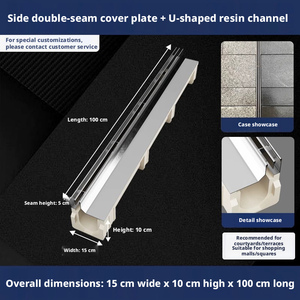 Corrosion-resistant and easy to-install resin <b>linear</b> drainage ditches are suitable for drainage in plazas gardens and courtyards - Product Image 3