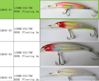 Umpan Pancing Jigging Lutac Minnow Floating 3D Eyes 120mm 32 Mata Kail Treble, Umpan Plastik Keras, Baru Murah 5 Warna