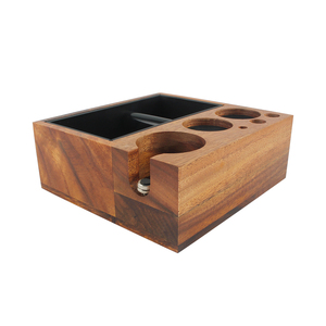 Large Espresso Knock Box and Tamping <b>Station</b>, Solid Wood Espresso Accessories Organizer Box - Product Image 4
