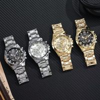 Montre-bracelet pour homme la plus vendue avec affichage de la date, grand cadran décontracté, style hip-hop, en alliage et verre, mouvement à quartz