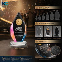 Trophées en marbre et cristal personnalisés en gros avec motif animalier, logo imprimé au laser UV, récompenses artisanales pour le sport
