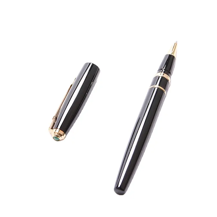 Lingmo 럭셔리 클래식 블랙 골드 컬러 금속 롤러 펜 펜 로고