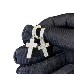 Pendientes de tuerca con forma de cruz de moissanita chapados en oro de plata de ley 925, estilo hip hop, los más vendidos para hombre, al por mayor, para dropshipping - Product Image 4
