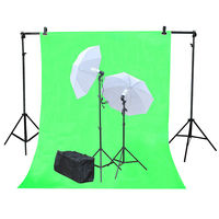 Kit Latar Belakang Fotografi Payung Kain Muslin Paduan Aluminium Non-woven dengan Stand Lampu 2.8m