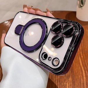 เคสโทรศัพท์แบบแม่เหล็กเคลือบไฟฟ้าแฟชั่น สำหรับ iPhone 17 16 15 14 13 12 Pro Max  ฝาหลังใสป้องกันเลนส์ - Product Image 3