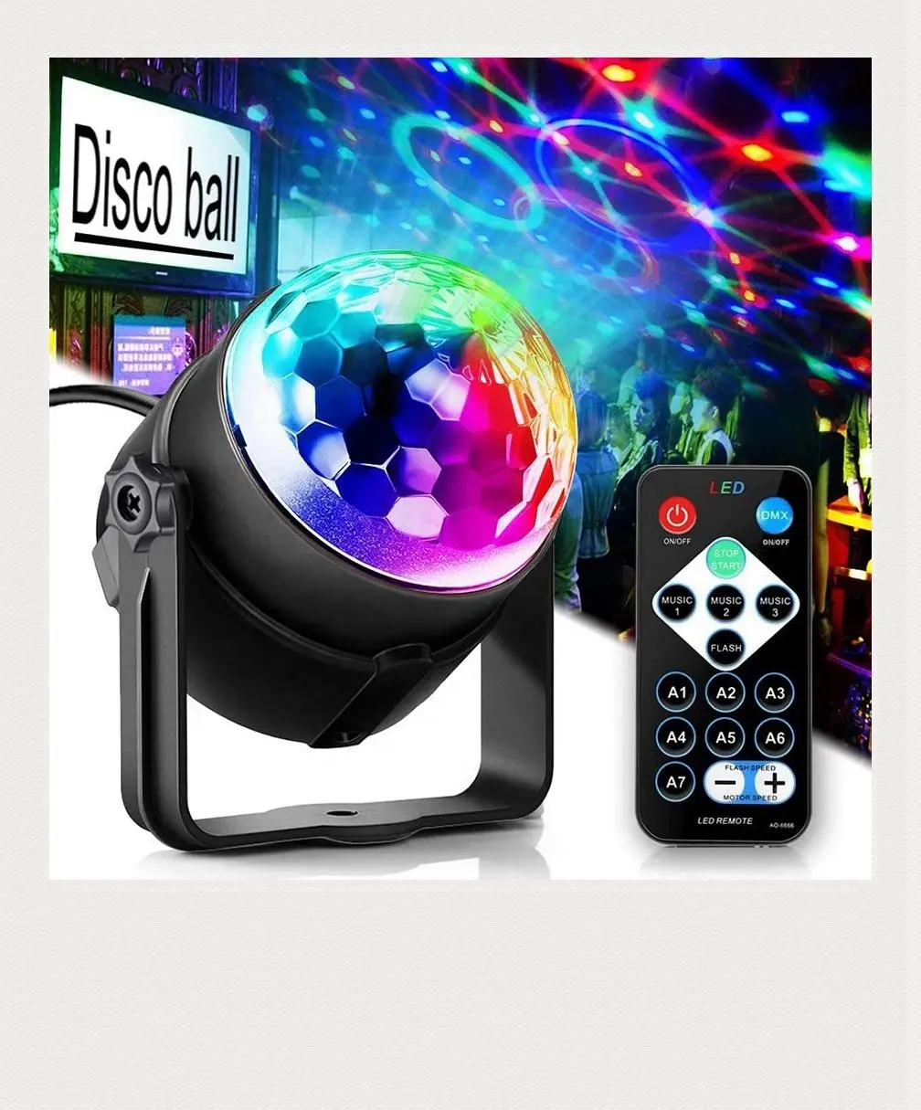 Led Stage Lights Rgb Sound Activated Rotating Disco Dj Party Magic BallStrobe Mini Laser Projector Lamp Home