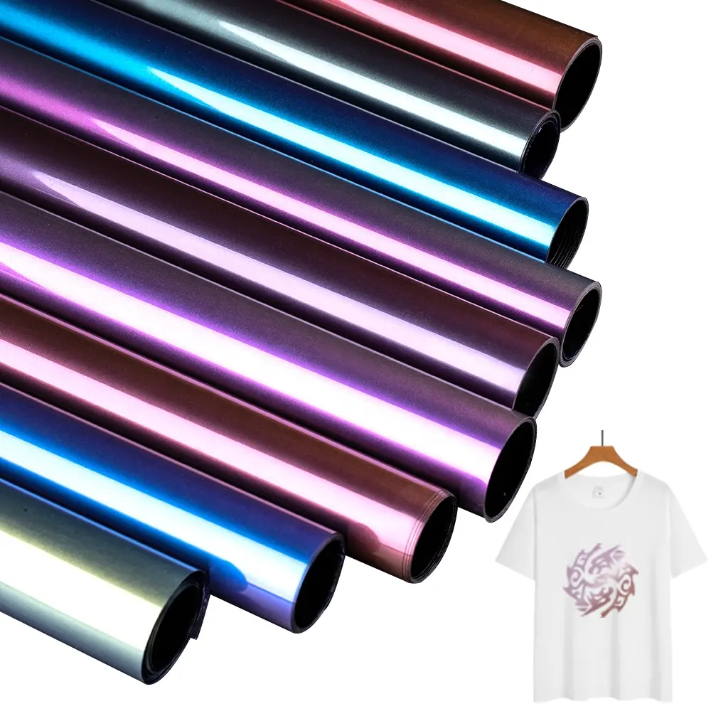 HTV Chameleon Heat Transfer Vinyl Iron On Vinyl for T-Shirt 6 Assorted Chameleon Gradient Change Color PU HTV Sheet for